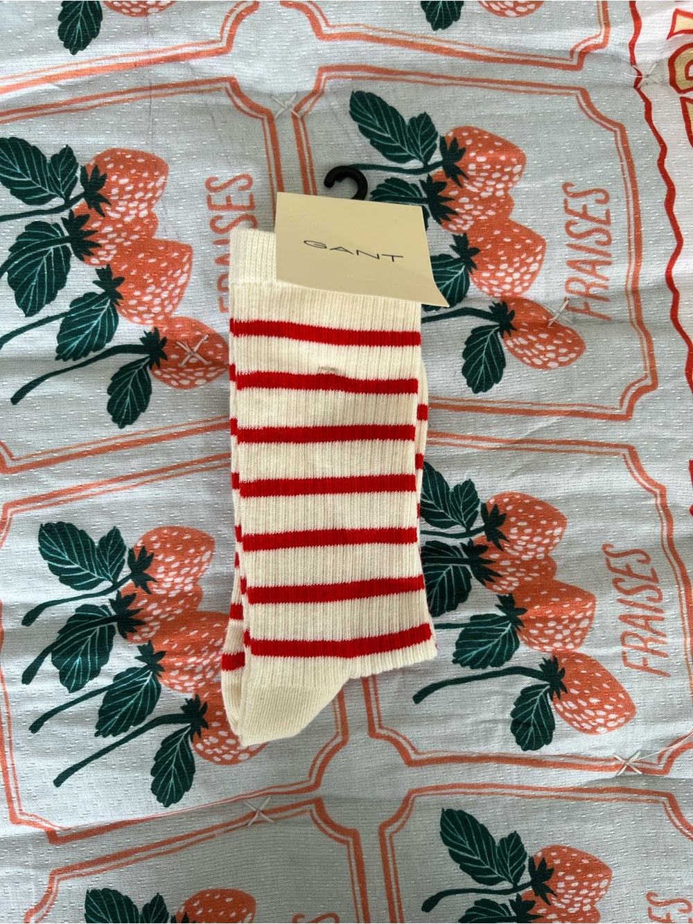 NWT Gant Cream Socks with Red Stripes